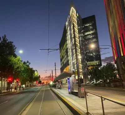 Tram stop Adelaide Adelaide city night